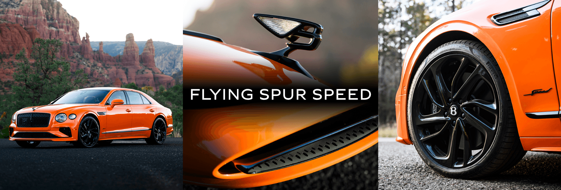 Collage of images of the bentley flying spur speed trim