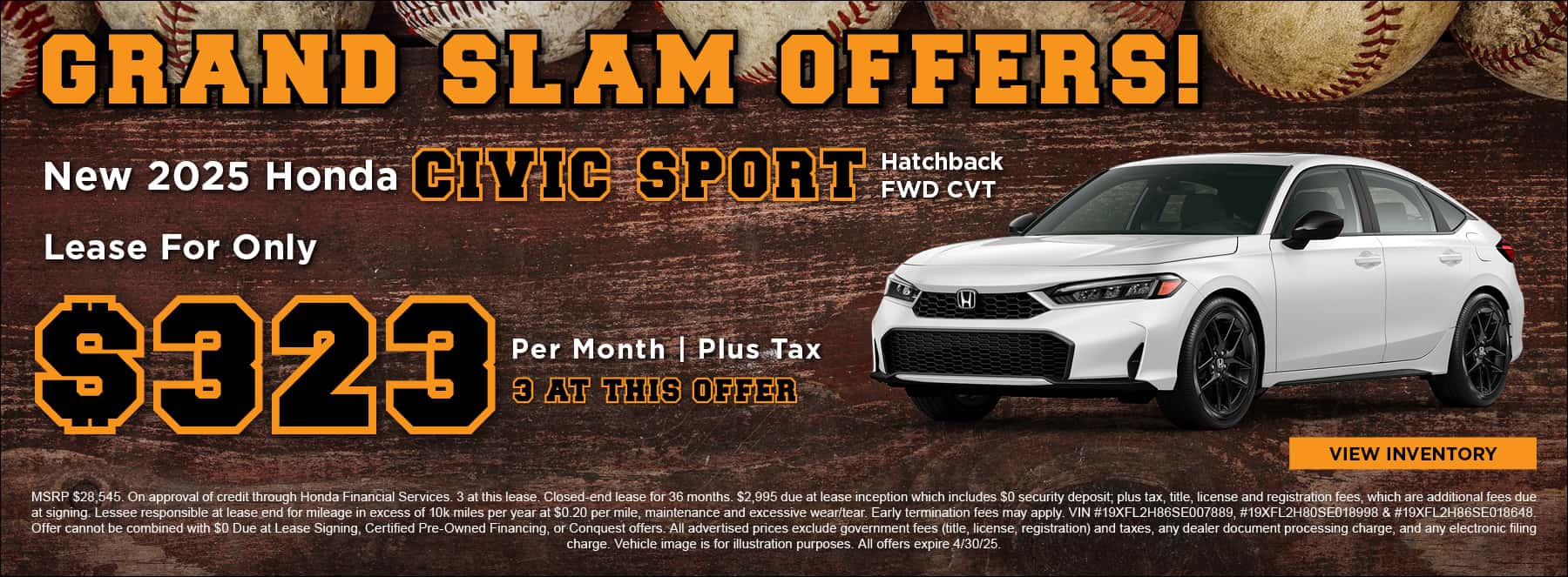 April Civic sport offer