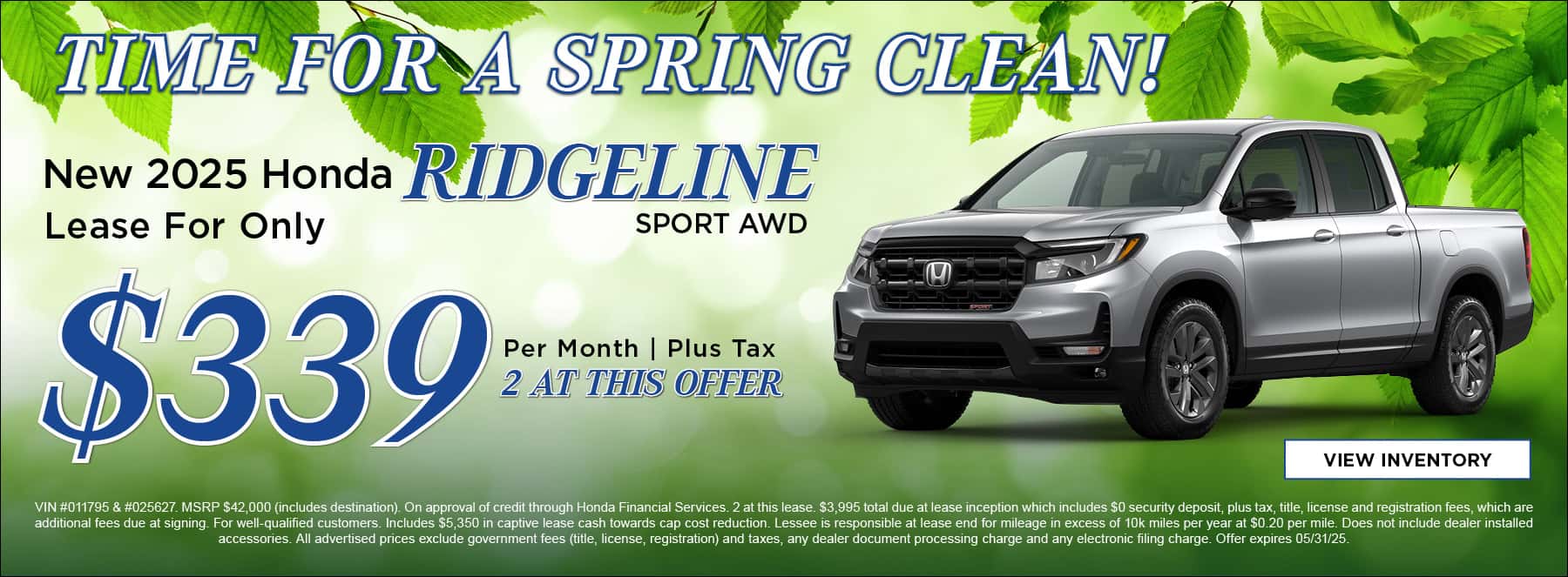 May Ridgeline Offer