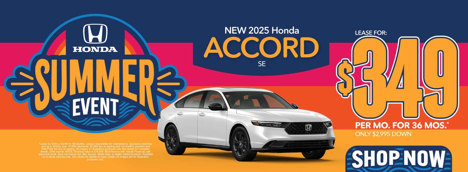 New 2025 Honda Accord SE Lease For: $349/mo, 36 months* ONLY $2,995 DOWN