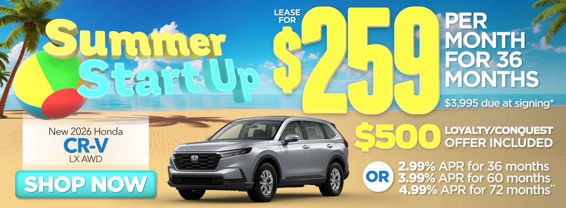 New 2026 Honda CRV LX AWD-$259 per month lease for 36 months, $3995 due at signing* INCLUDES $500 LOYALTY/CONQUEST OFFER 2.99% APR for 36 months / 3.99% APR for 60 months / 4.99% APR for 72 months**