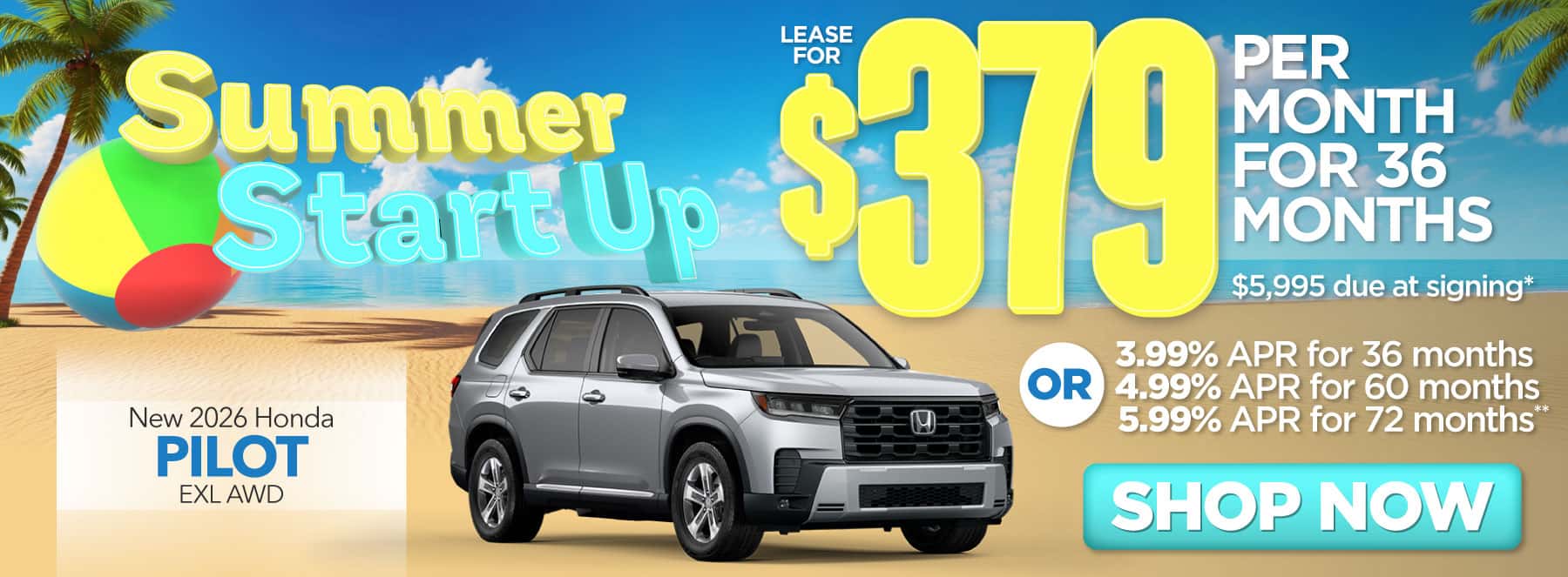 New 2026 Honda Pilot EXL AWD -$379 per month lease for 36 months, $5995 due at signing* Or 3.99% APR for 36 months / 4.99% APR for 60 months/ 5.99% APR for 72 months**