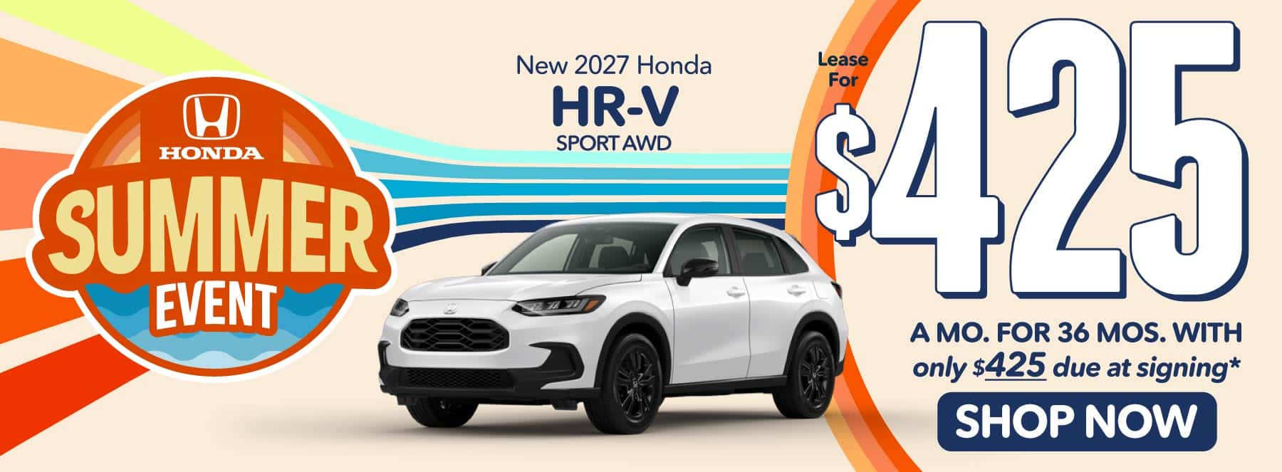 2027 Honda HR-V Sport AWD Lease for $425 a month for 36 Months with Only $425 due at signing*