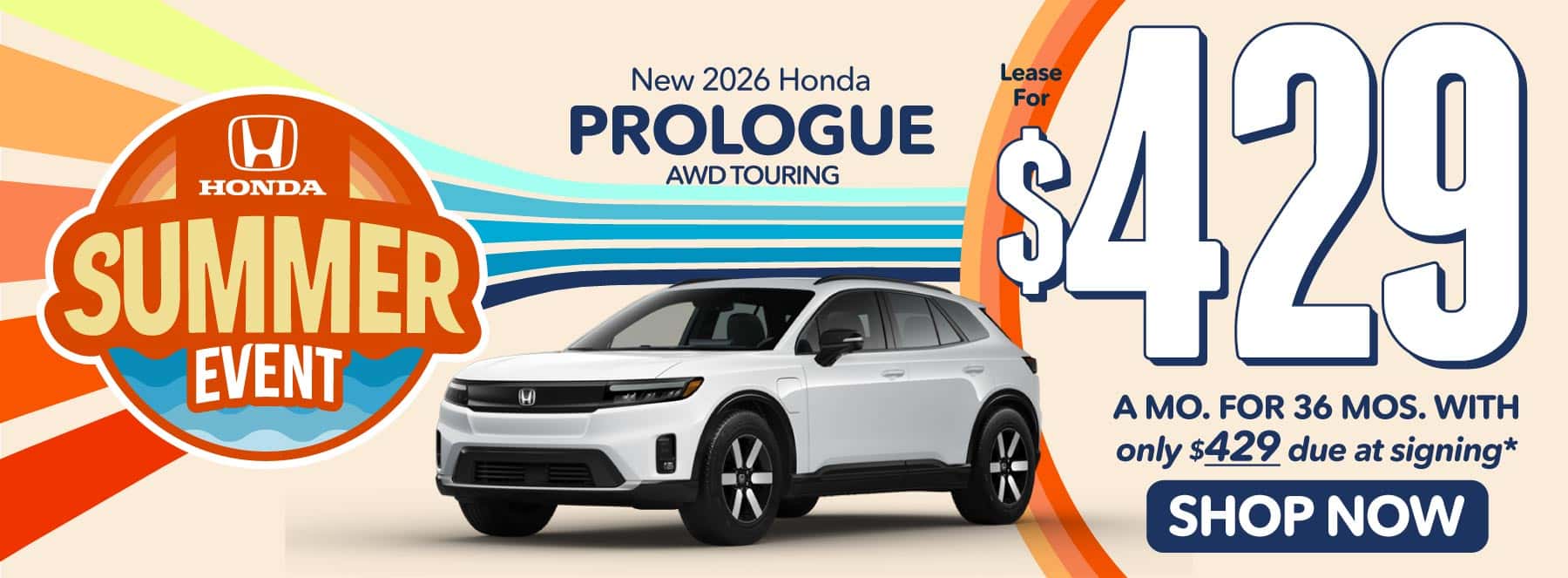 2026 Honda Prologue AWD Touring Lease for $429 a month for 36 Months with Only $429 due at signing*