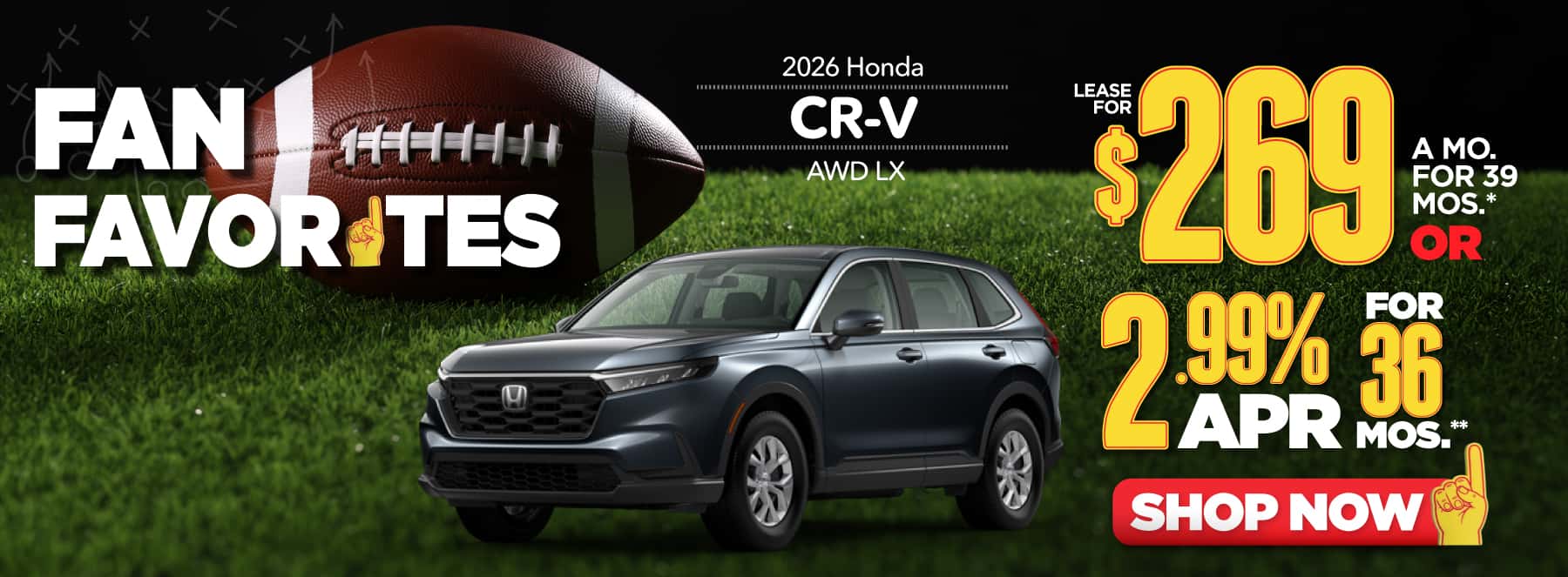 2026 Honda CR-V AWD LX Lease for $269 a month for 39 Months or 2.99% APR for 36 Months**
