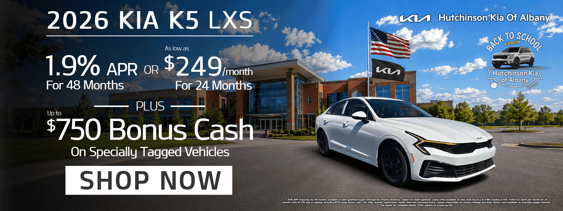 2026 K5 - As low as 1.9% APR or $249/month