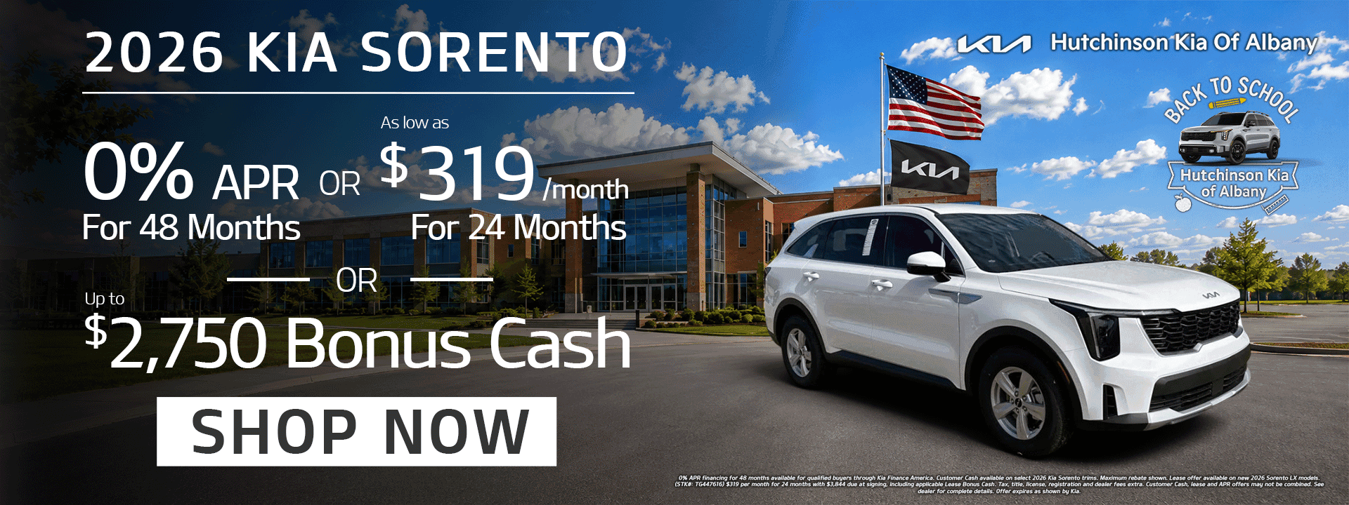 2026 Sorento - As low as 0% APR or $319/month