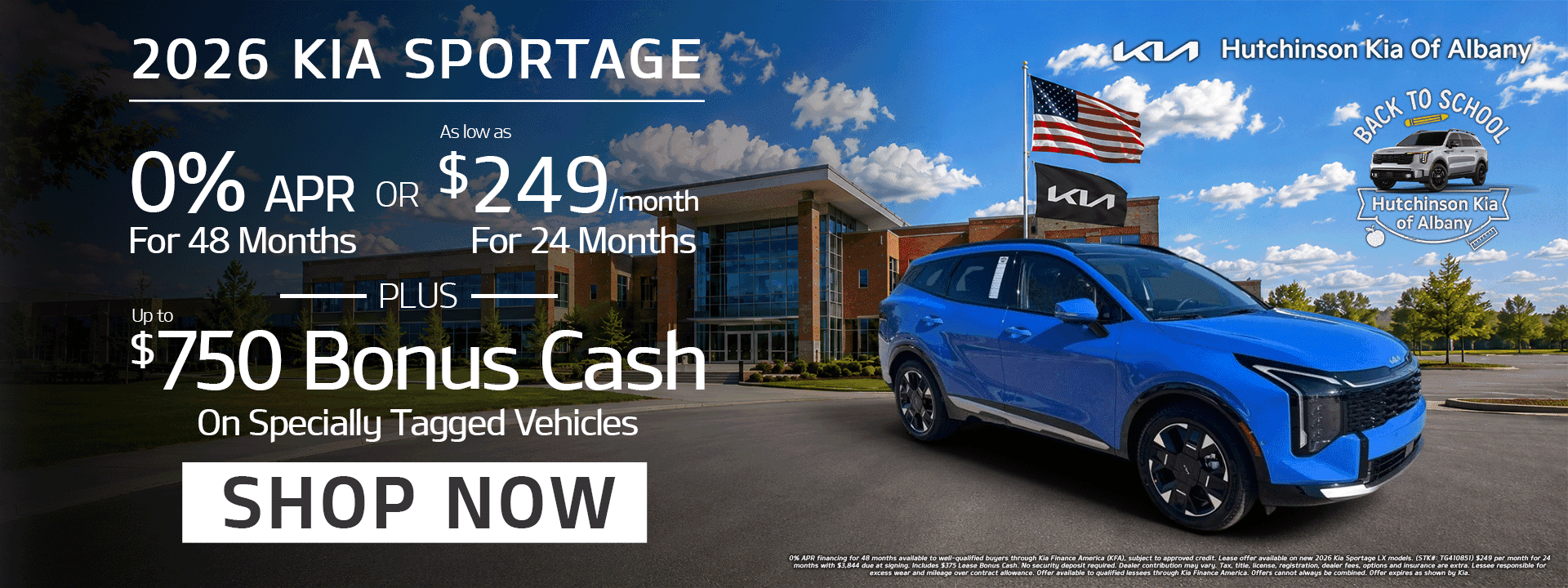 2026 Sportage - As low as 0% APR or $249/month