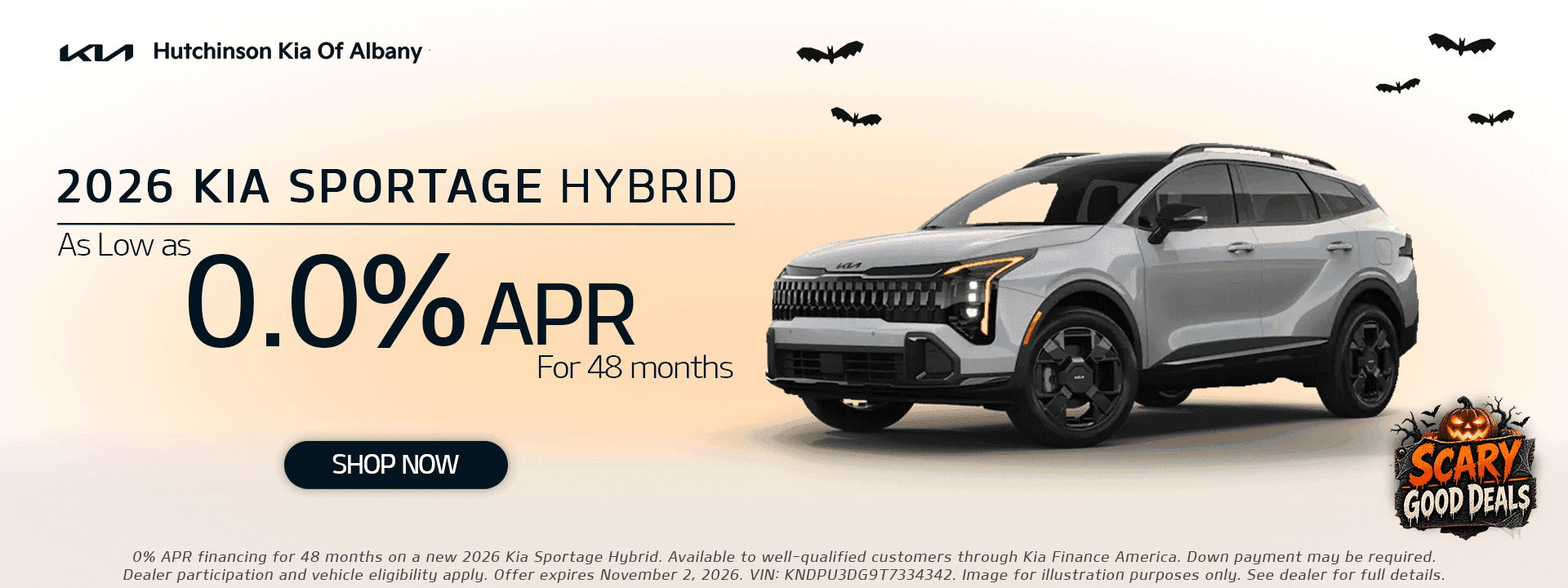 2026 Kia Sportage Hybrid at Hutchinson Kia of Albany: 0.0% APR financing for up to 48 months