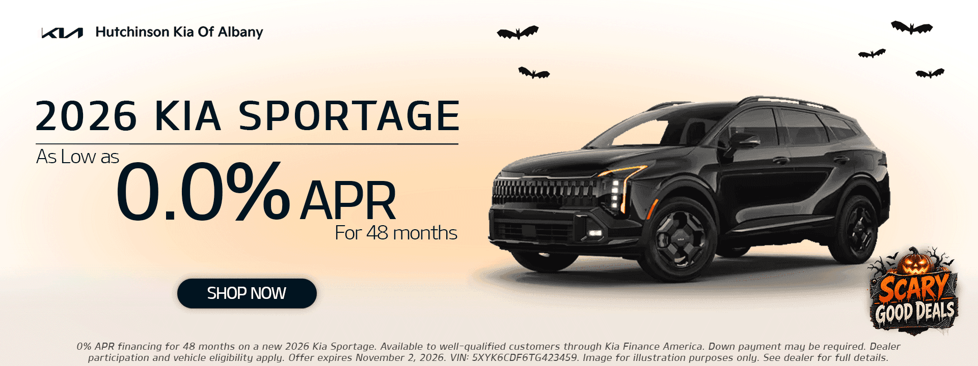 2026 Kia Sportage at Hutchinson Kia of Albany: finance as low as 0.0% APR for 48 months