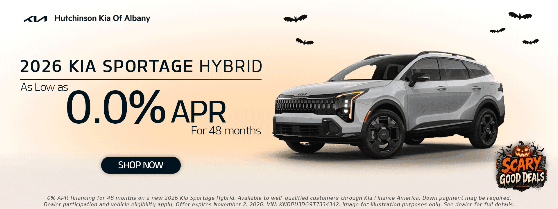 2026 Kia Sportage Hybrid at Hutchinson Kia of Albany: finance as low as 0.0% APR for 48 months