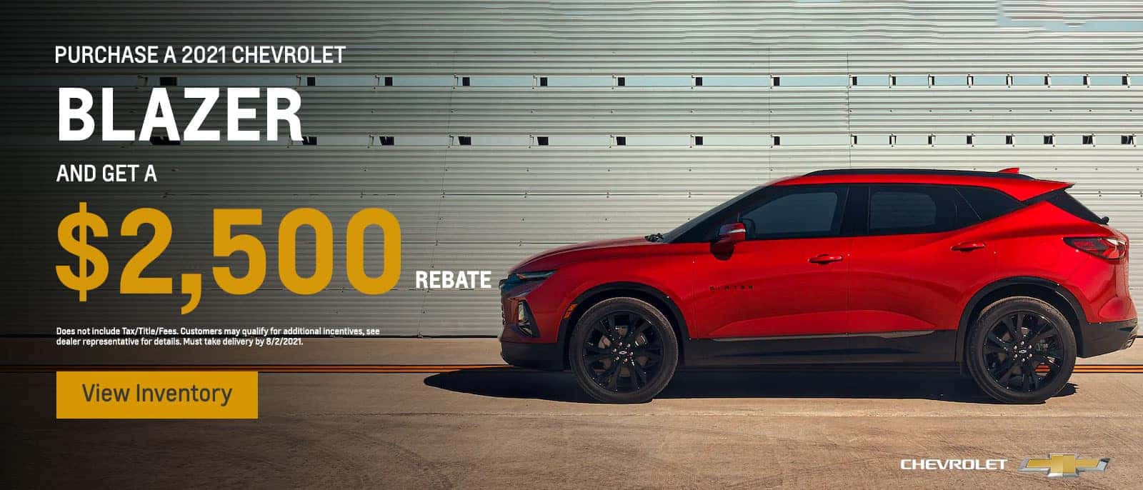 Purchase a 2021 Chevrolet Blazer and get a $2500 REBATE