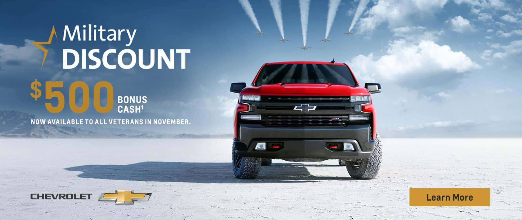 Military Discount $500 Bonus Cash now available to all veterans in November.