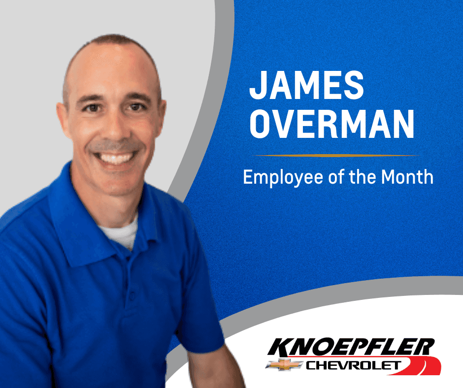 Service Advisor James Overman Smiling for Employee of the Month Photo