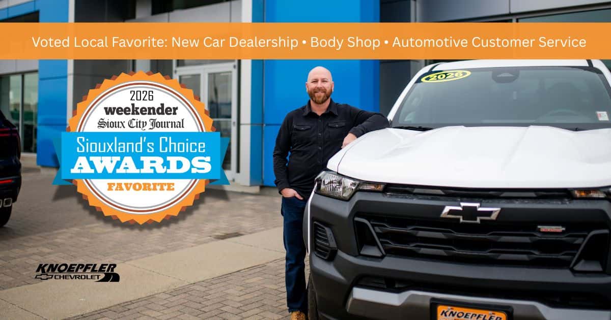 Co Owner Joe Knoepfler By Truck in Front of Knoepfler Chevrolet