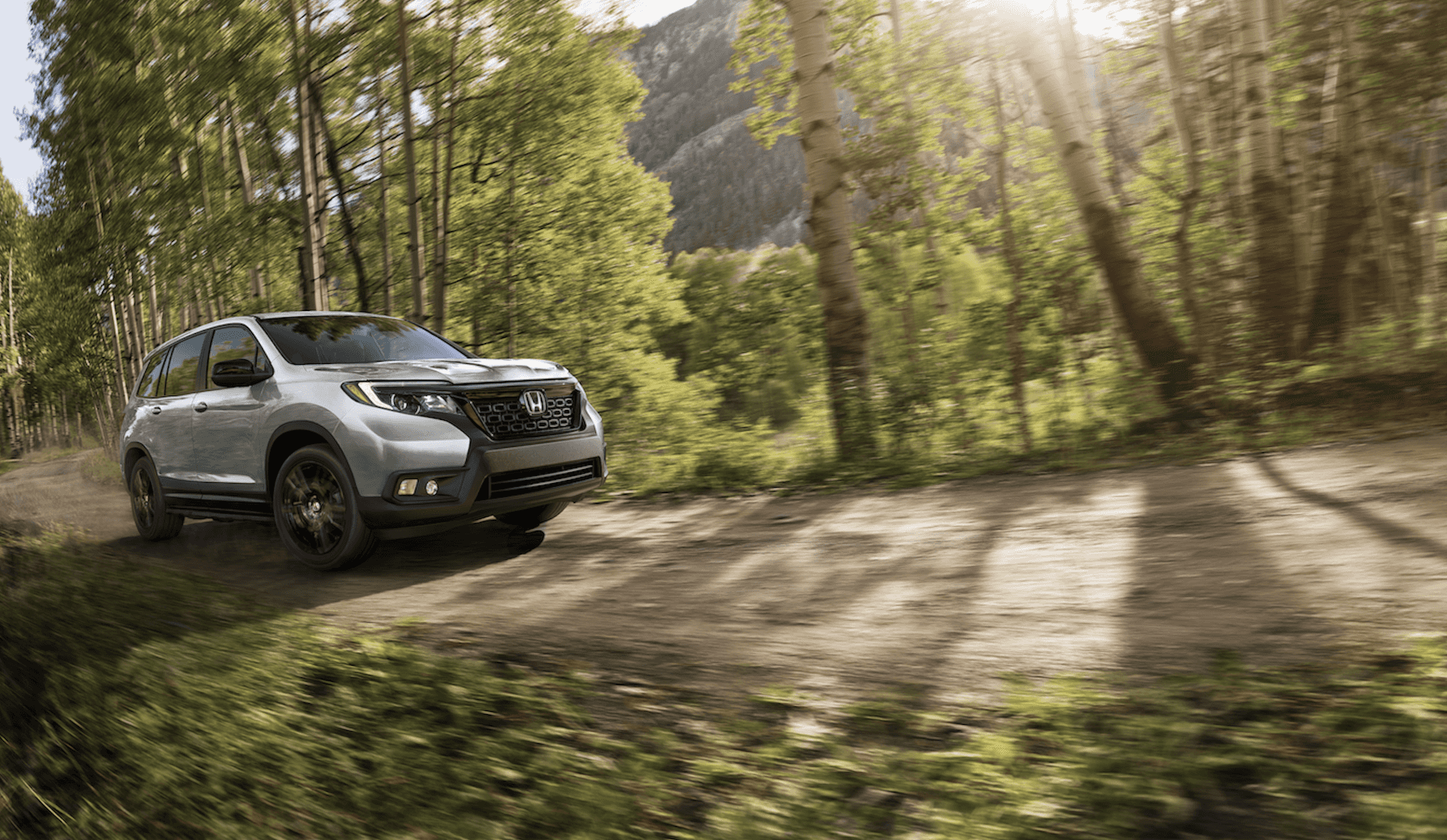 2021 Honda Passport driving through forest