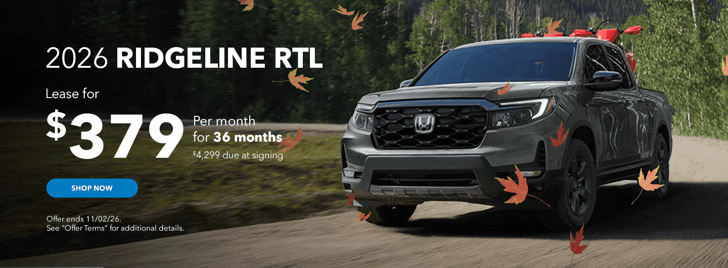 Headline 2026 Ridgeline RTL Subtext Lease for $379/mo for 36 Months $4,299 Due at Signing