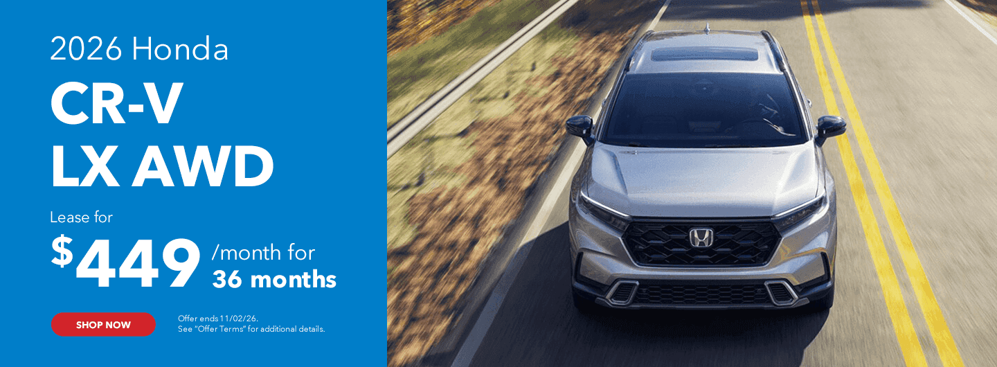 2026 CR-V LX AWD ease for $449/mo for 36 Months