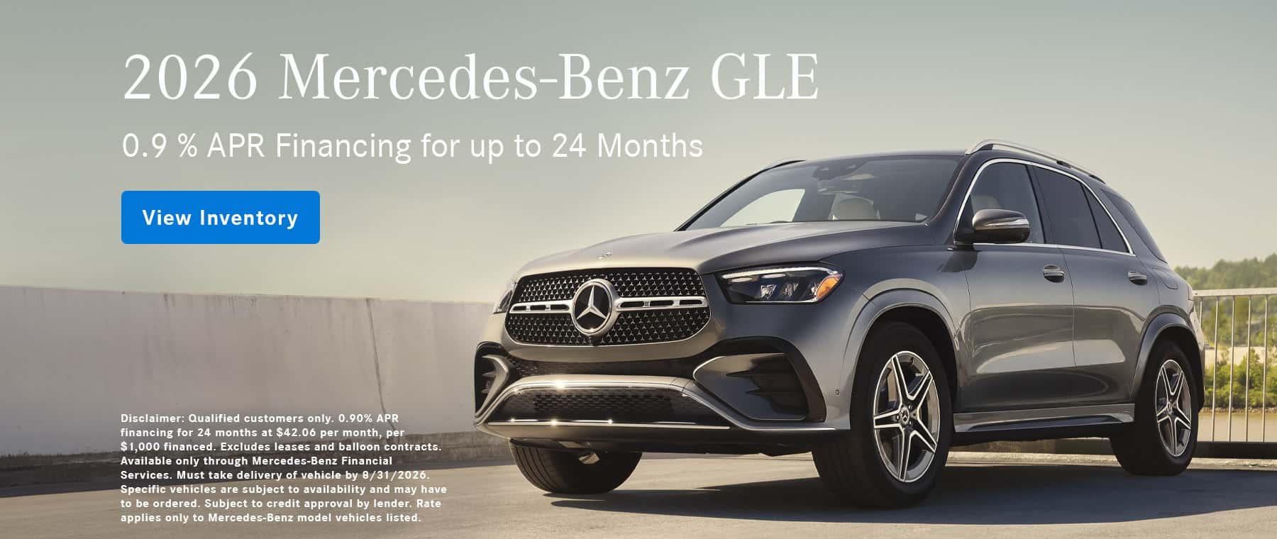 Receive 0.9% APR Financing for up to 24 months on the 2026 Mercedes-Benz GLE