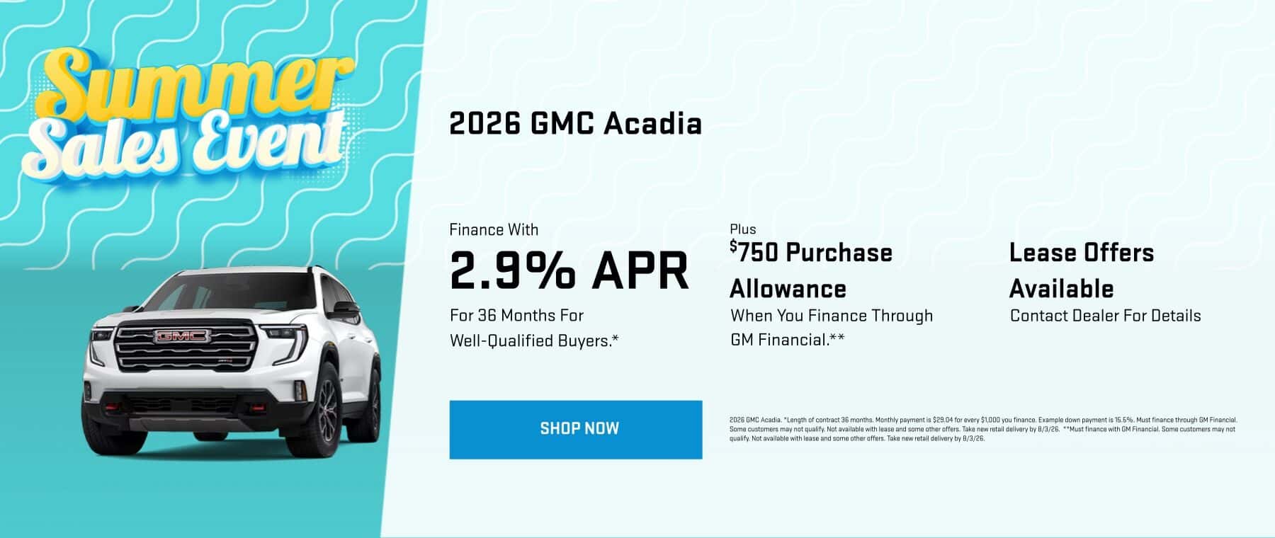 July 2026 GMC Acadia Offer