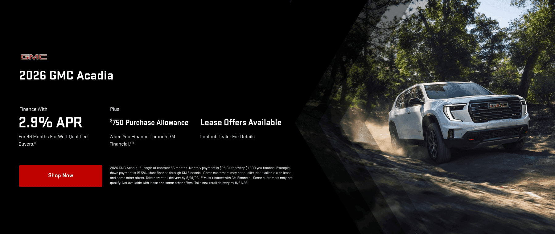 August 2026 GMC Acadia Offer