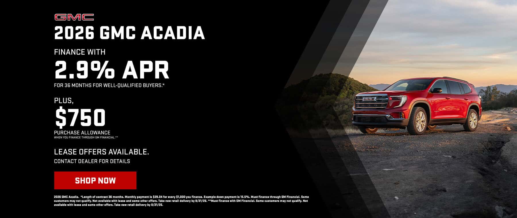 Aug 2026 Acadia Offer