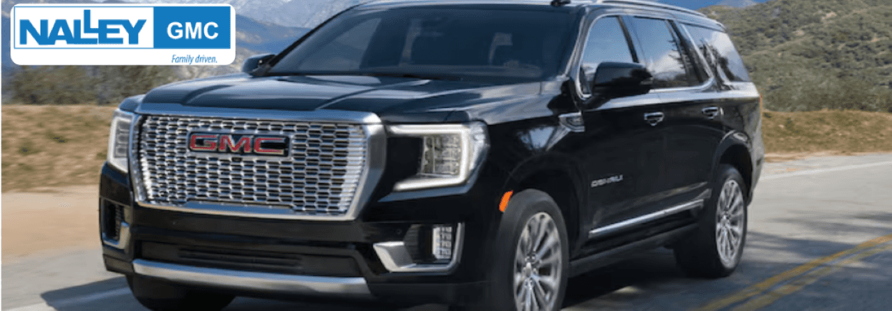 Nalley GMC Dealership is selling a stylish and luxurious black GMC Yukon SUV.
