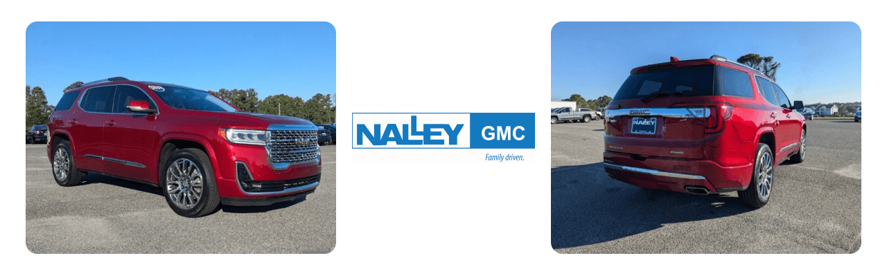 Nalley GMC dealership in Brunswick showcasing the versatile GMC Acadia SUV lineup.