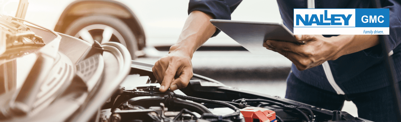 A selection of genuine GMC parts and accessories on display at Nalley GMC in Brunswick, GA.