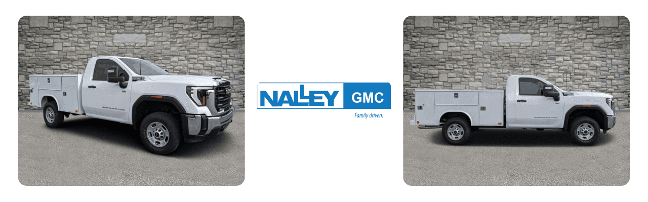 A rugged GMC Sierra 3500 dually truck parked at Nalley GMC in Savannah, GA, ready for heavy-duty work.