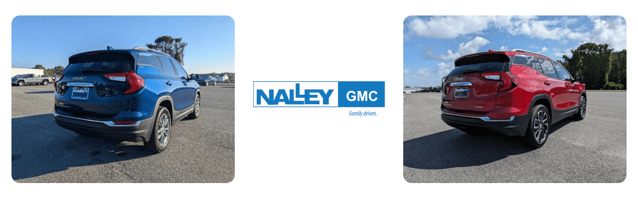 Nalley GMC dealership in Brunswick, highlighting a variety of GMC SUVs available for purchase.