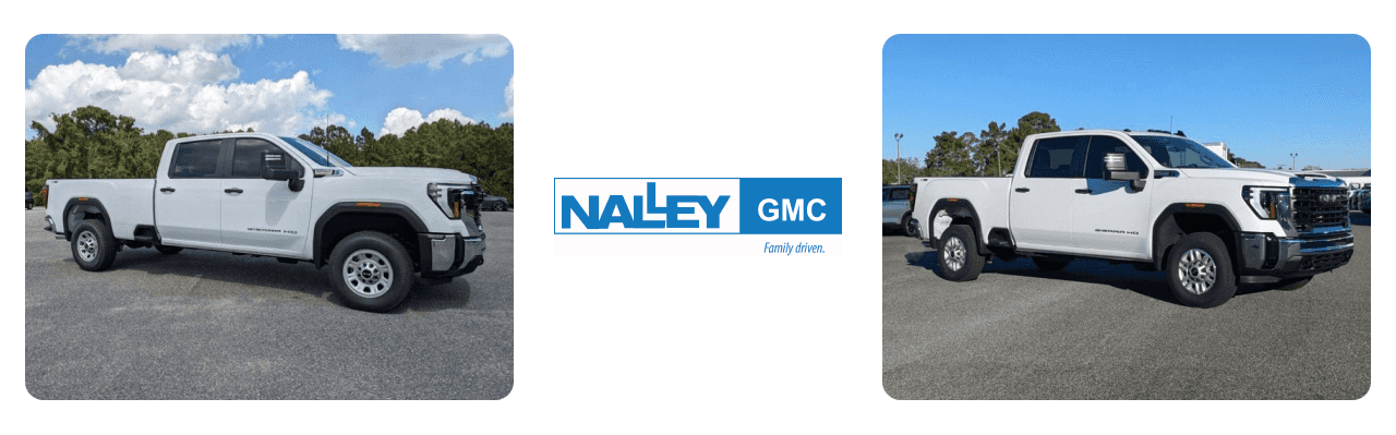 A selection of GMC trucks on display at Nalley GMC dealership in Brunswick, GA, showcasing quality and variety.