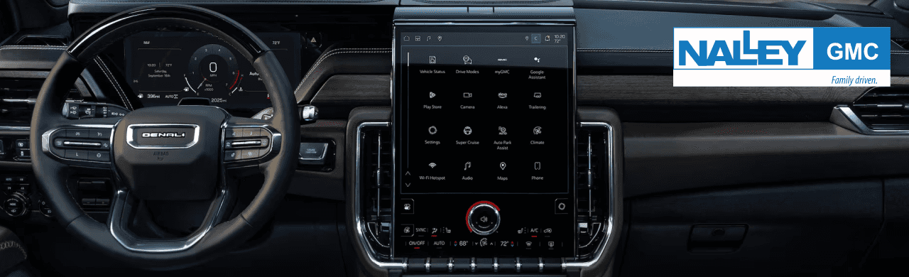 Interior view of a 2023 Yukon Denali showcasing luxury features.