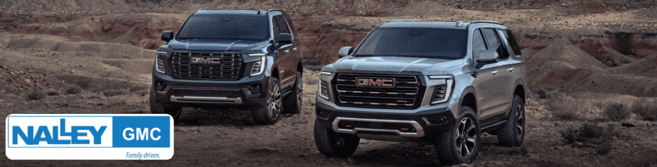 The Nalley Buick GMC dealership exterior in Brunswick, GA, features a lineup of new GMC vehicles.
