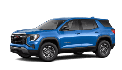 Blue GMC Terrain SUV shown in a front three-quarter view.