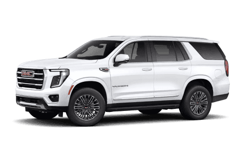 White GMC Yukon SUV shown in a front three-quarter view.