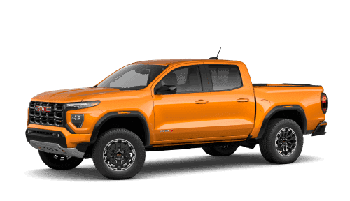 2026 GMC Canyon AT4 in Desert Sun, front three-quarter studio view.
