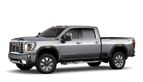 2026 GMC Sierra 2500 HD Denali 4WD in Sterling Metallic, front three-quarter studio view.