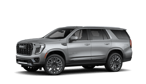 2026 GMC Yukon Denali Ultimate in Sterling Metallic, front three-quarter studio view.