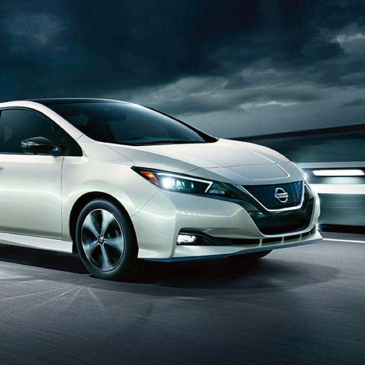 Head-on view of Nissan vehicle