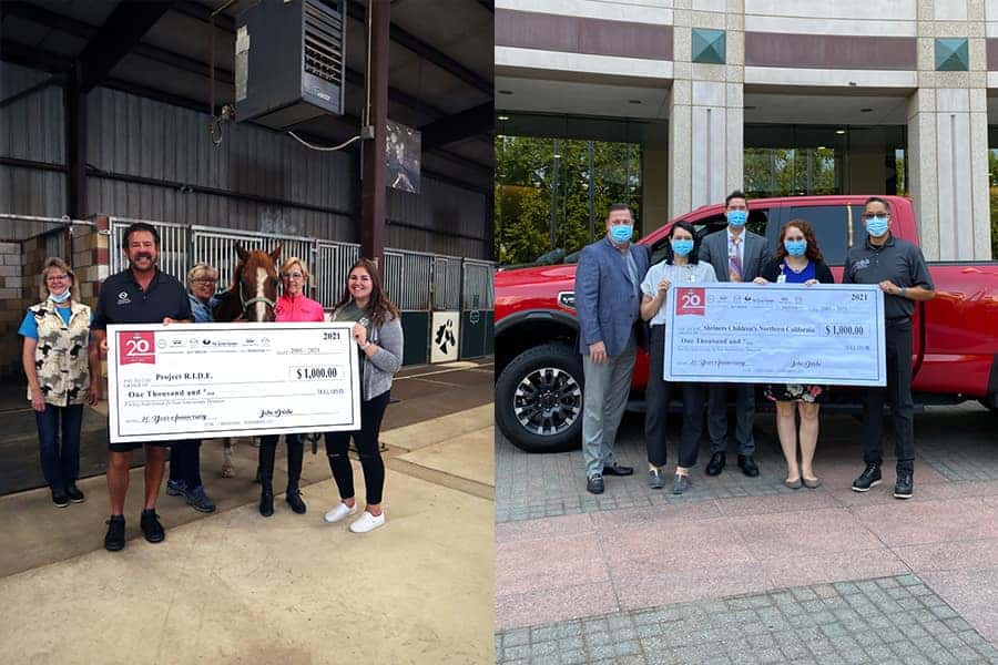 foranyauto group donating big check to project R.I.D.E. and shriners hospital