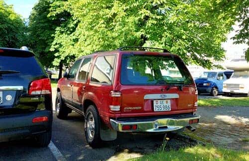 A Ford Explorer parked in a parking lot