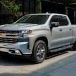 A silver 2019 Chevy Silverado 1500 is shown parked after viewing used trucks for sale near Sandy.