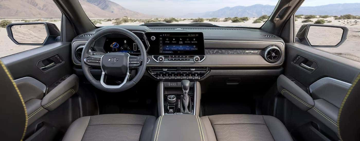 The tan interior of a 2024 Chevy Colorado ZR2 for sale.