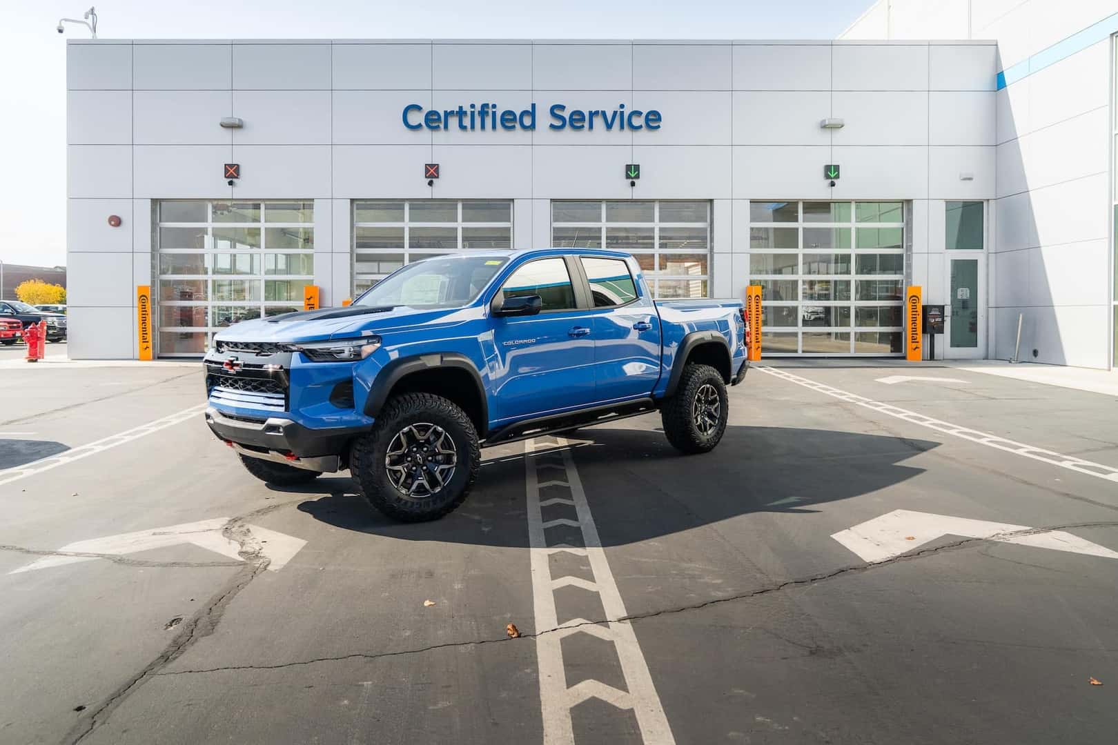 Chevy truck in front of Service center