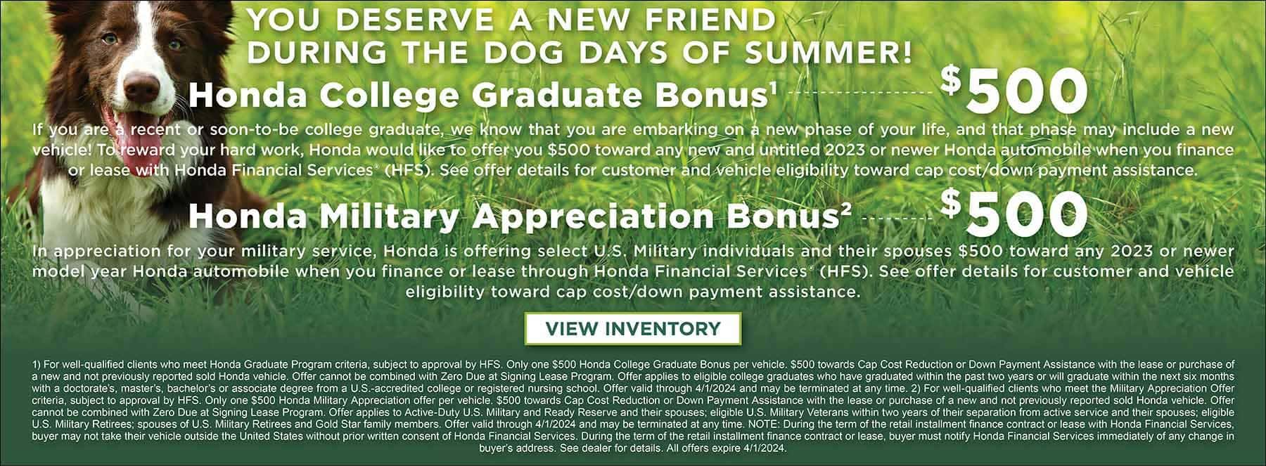 military/college grad offer