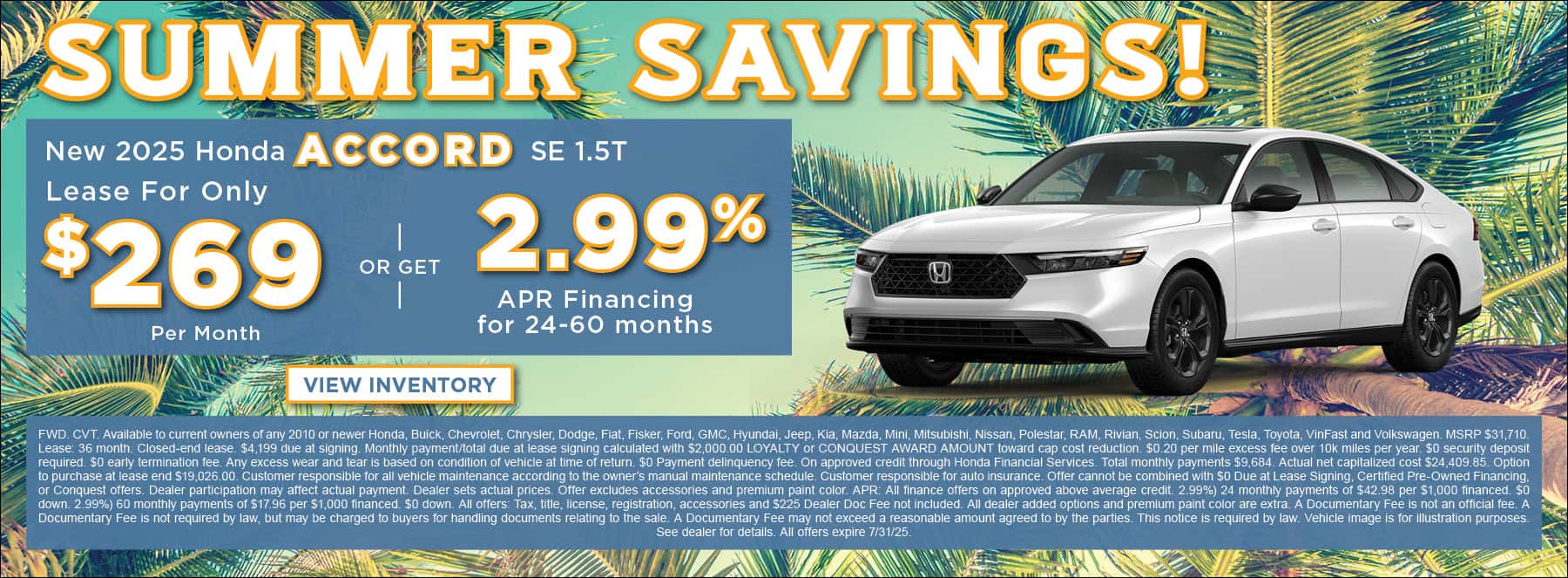Honda Accord July Offer