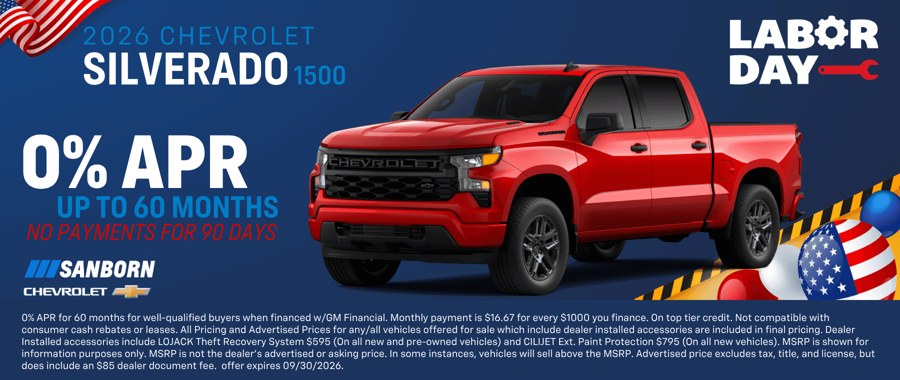 2026 Chevrolet Silverado 1500 0% APR for 60 Months