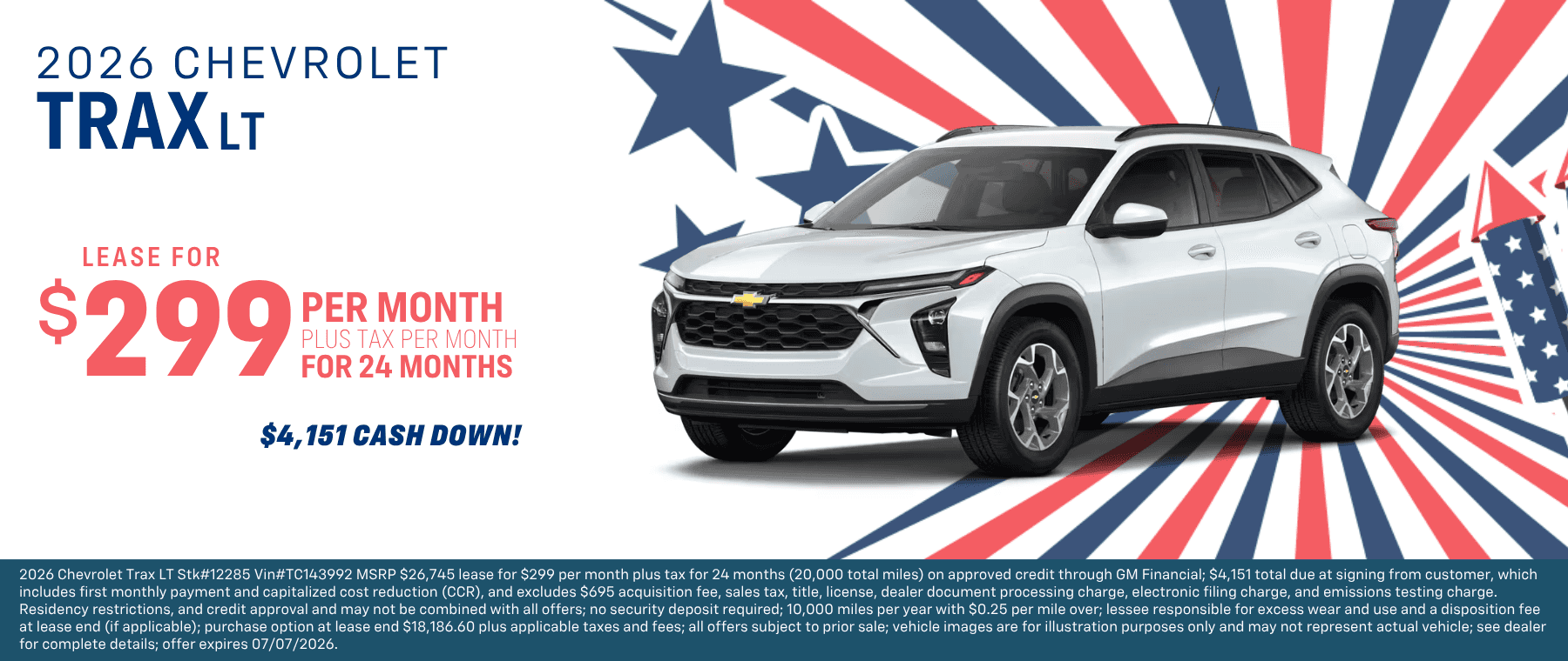 2026 Trax LT Lease offer