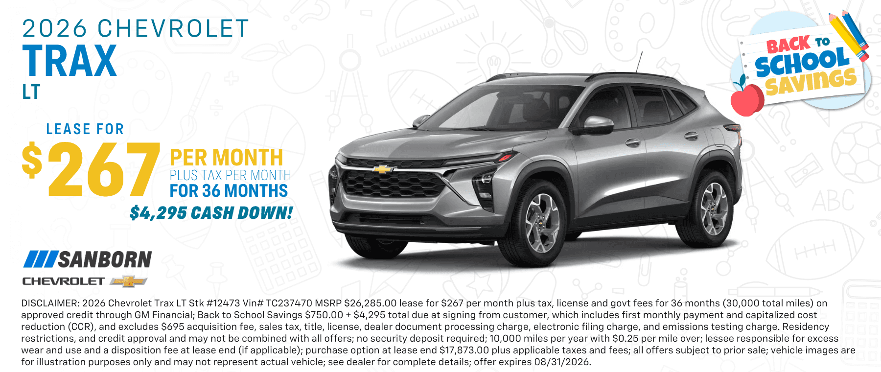 2026 Chevy Trax lease offer